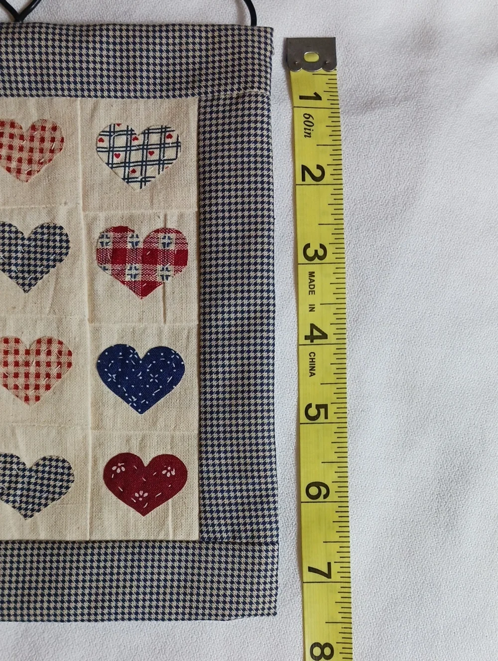 Country Farmhouse Heart Mini Quilt Wall Hanging Decor Patchwork Rustic Cottage